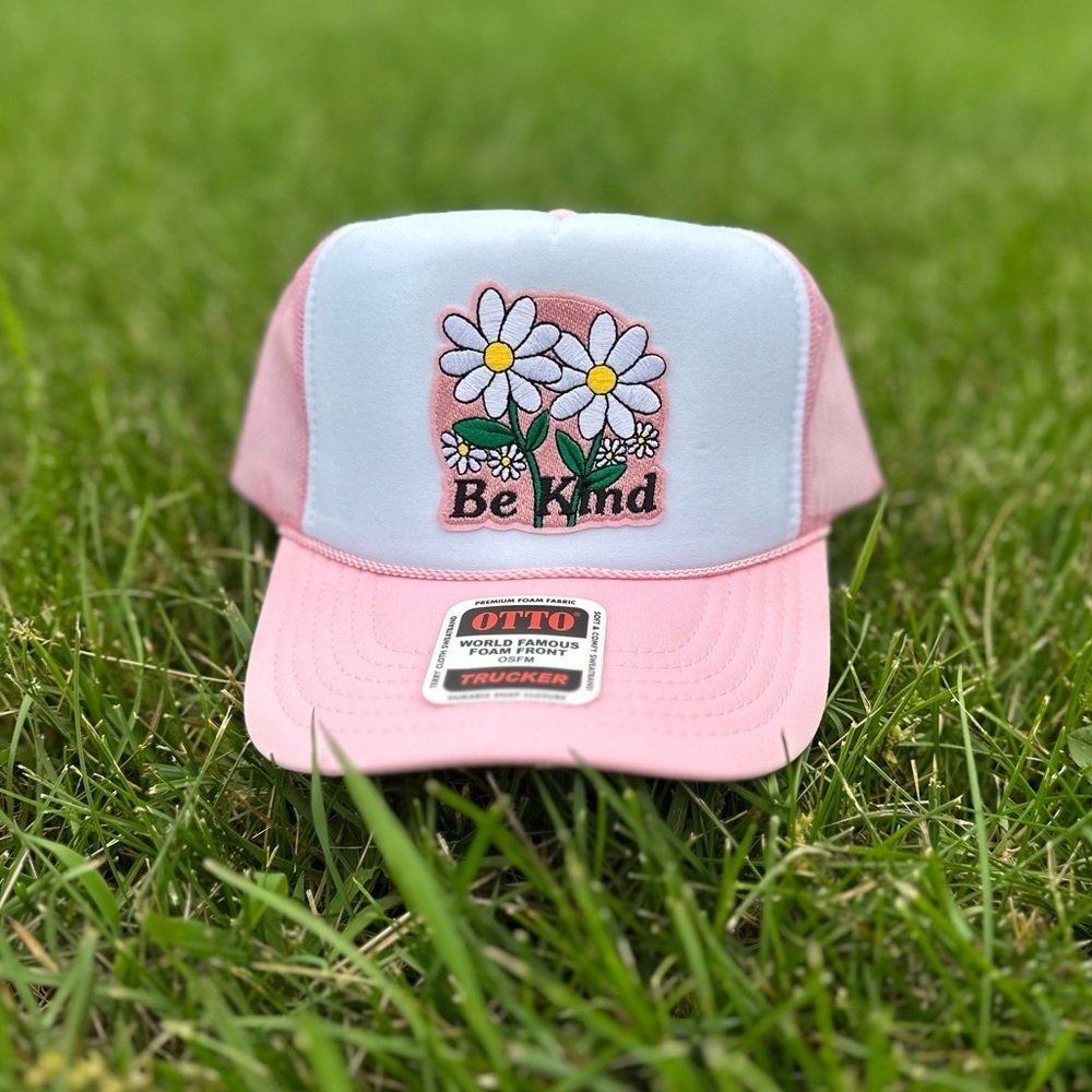 NEW “be Kind” SnapBack / trucker hat - pink and white - Picture 1 of 4